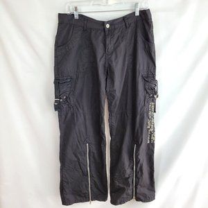 Fox Co. Style Project Black Cargo Pants 42 (35" x 30") Pockets Zippers Goth Emo